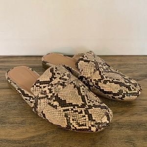 Faux Snakeskin Driving Moccasin Flat Mules